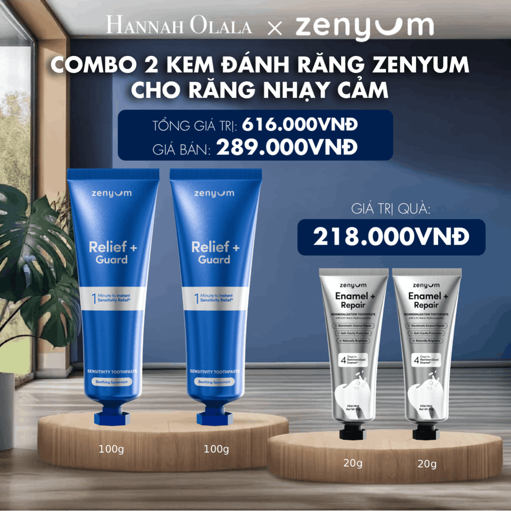  DEAL 5: COMBO 2 KEM ĐÁNH RĂNG ZENYUM PHỤC HỒI MEN / GIẢM Ê BUỐT / LÀM TRẮNG 100G 