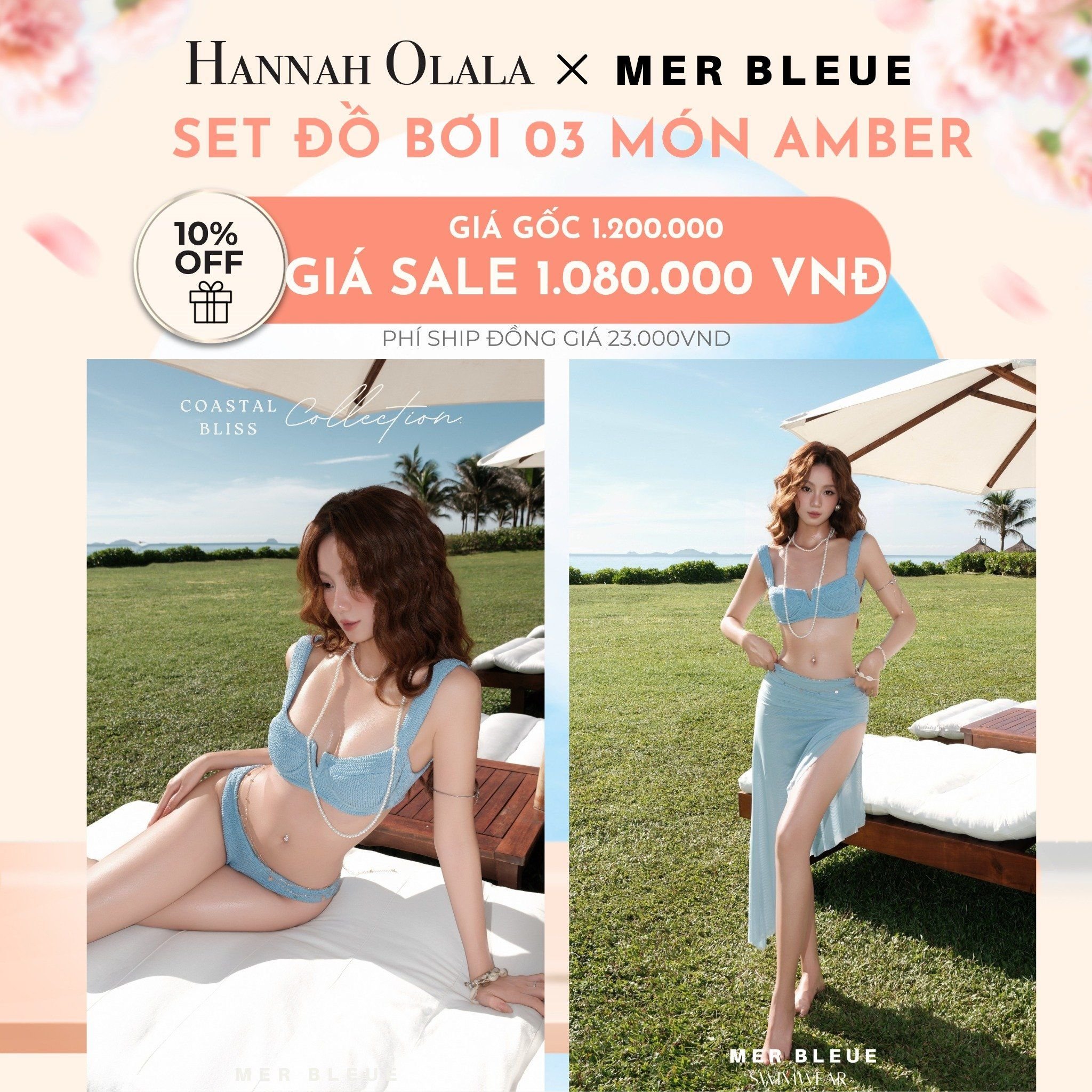  A498_DEAL 1: SET ĐỒ BƠI 03 MÓN AMBER - MER BLEUE SWIMWEAR 