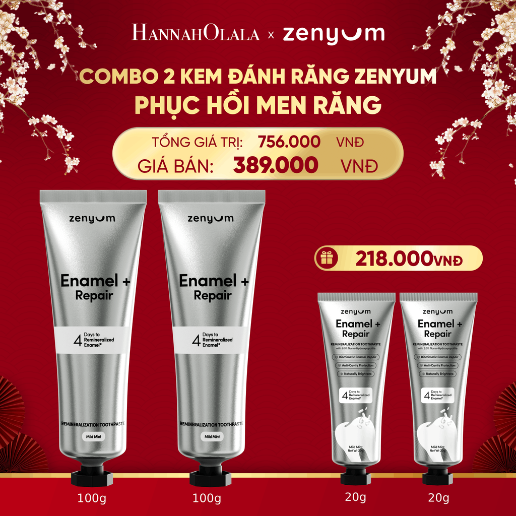  DEAL 5: COMBO 2 KEM ĐÁNH RĂNG ZENYUM PHỤC HỒI MEN / GIẢM Ê BUỐT / LÀM TRẮNG 100G 