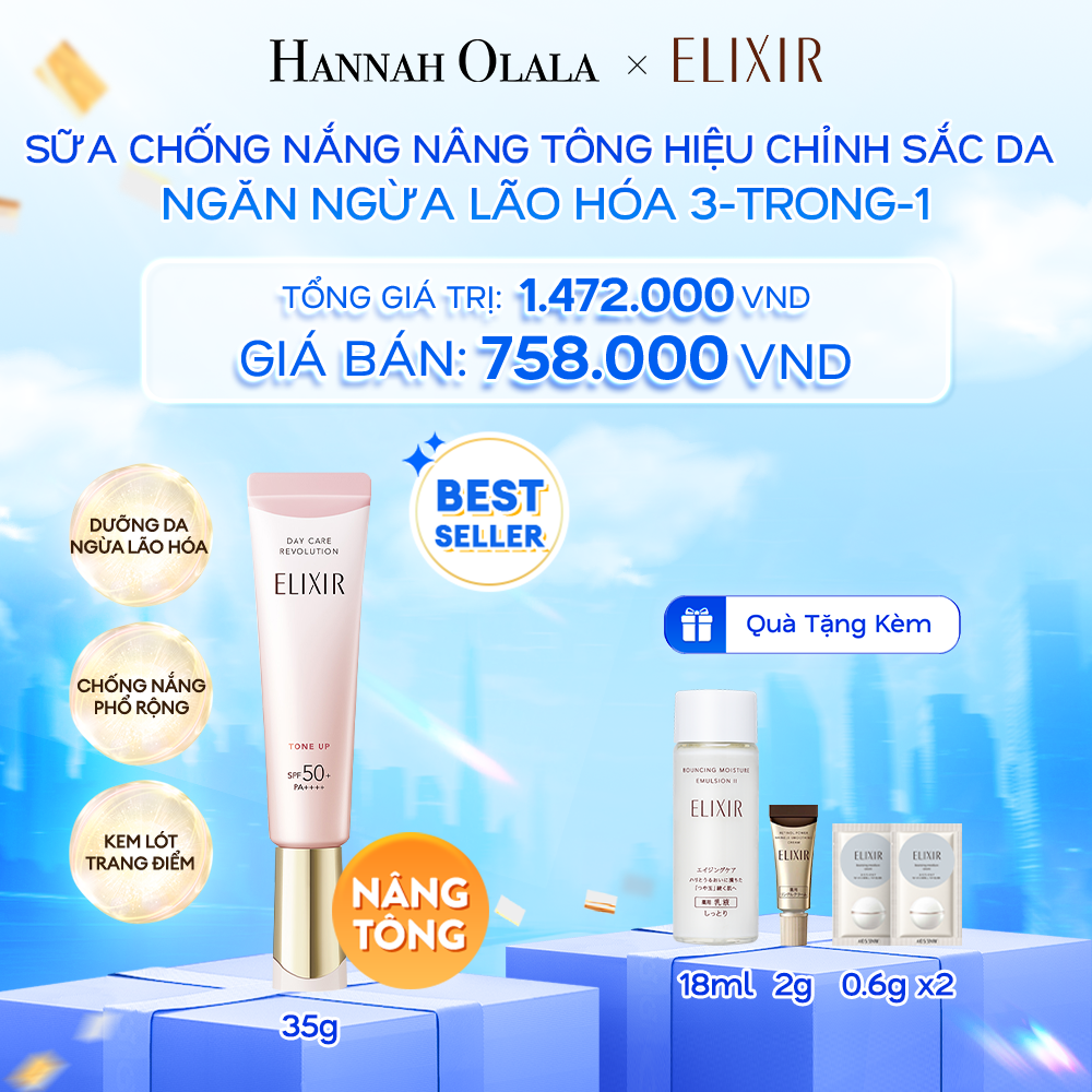  A50: DEAL 16: SỮA CHỐNG NẮNG NÂNG TÔNG ELIXIR SUPERIEUR DAY CARE REVOLUTION TONE UP + 35G 
