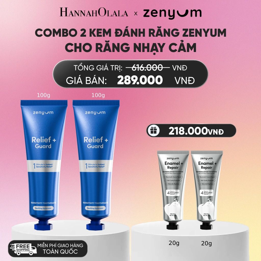  COMBO 2 KEM ĐÁNH RĂNG ZENYUM PHỤC HỒI MEN / GIẢM Ê BUỐT / LÀM TRẮNG 100G_A34 