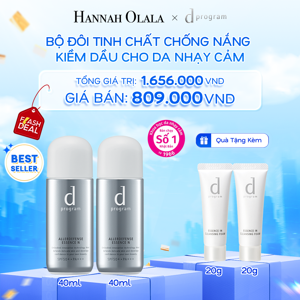  A35: DEAL 2: BỘ ĐÔI TINH CHẤT CHỐNG NẮNG KIỀM DẦU AN TOÀN CHO DA NHẠY CẢM D PROGRAM ALLERDEFENSE ESSENCE 40ML 