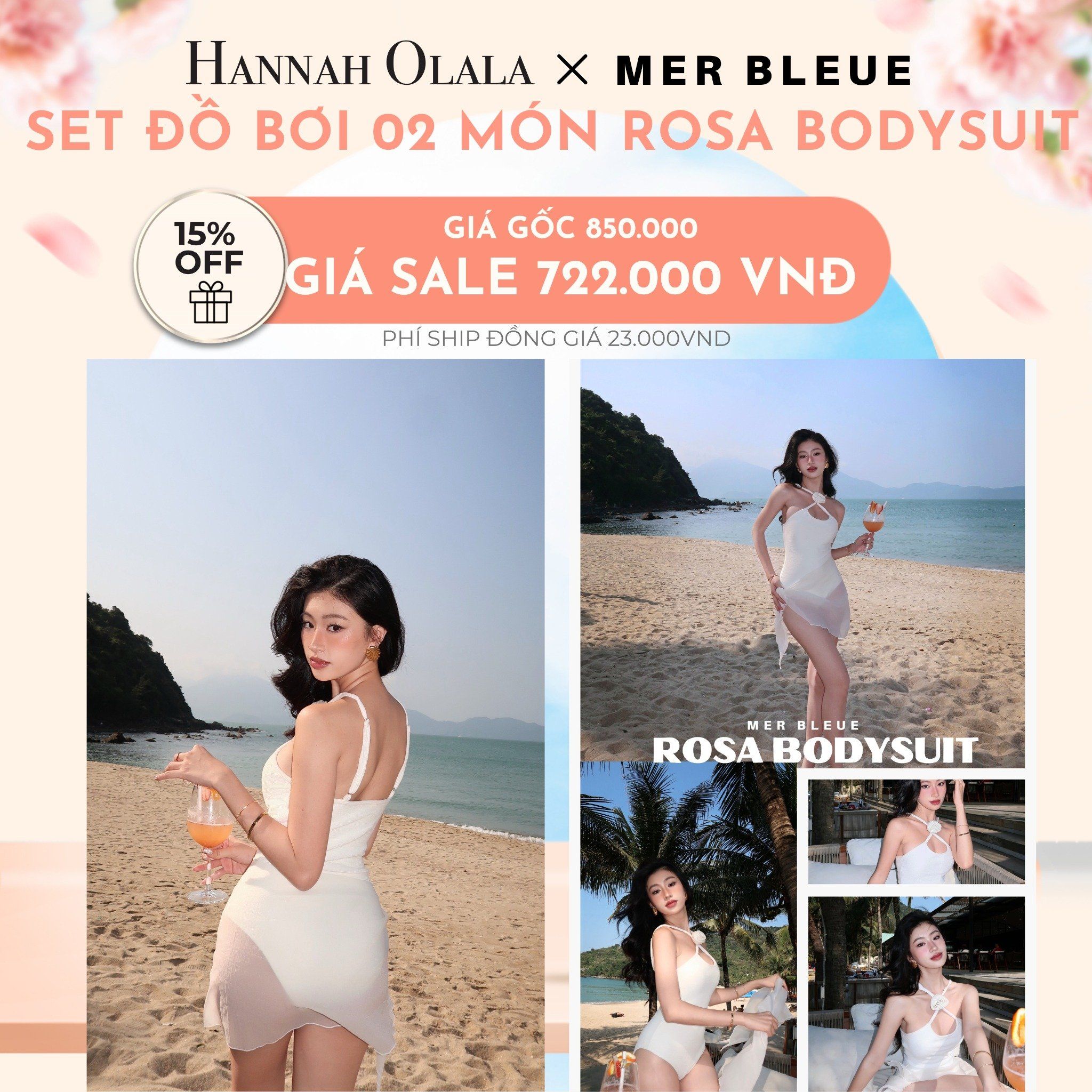  A525_DEAL 9: SET ĐỒ BƠI 02 MÓN ROSA BODYSUIT - MERBLEUE SWIMWEAR 