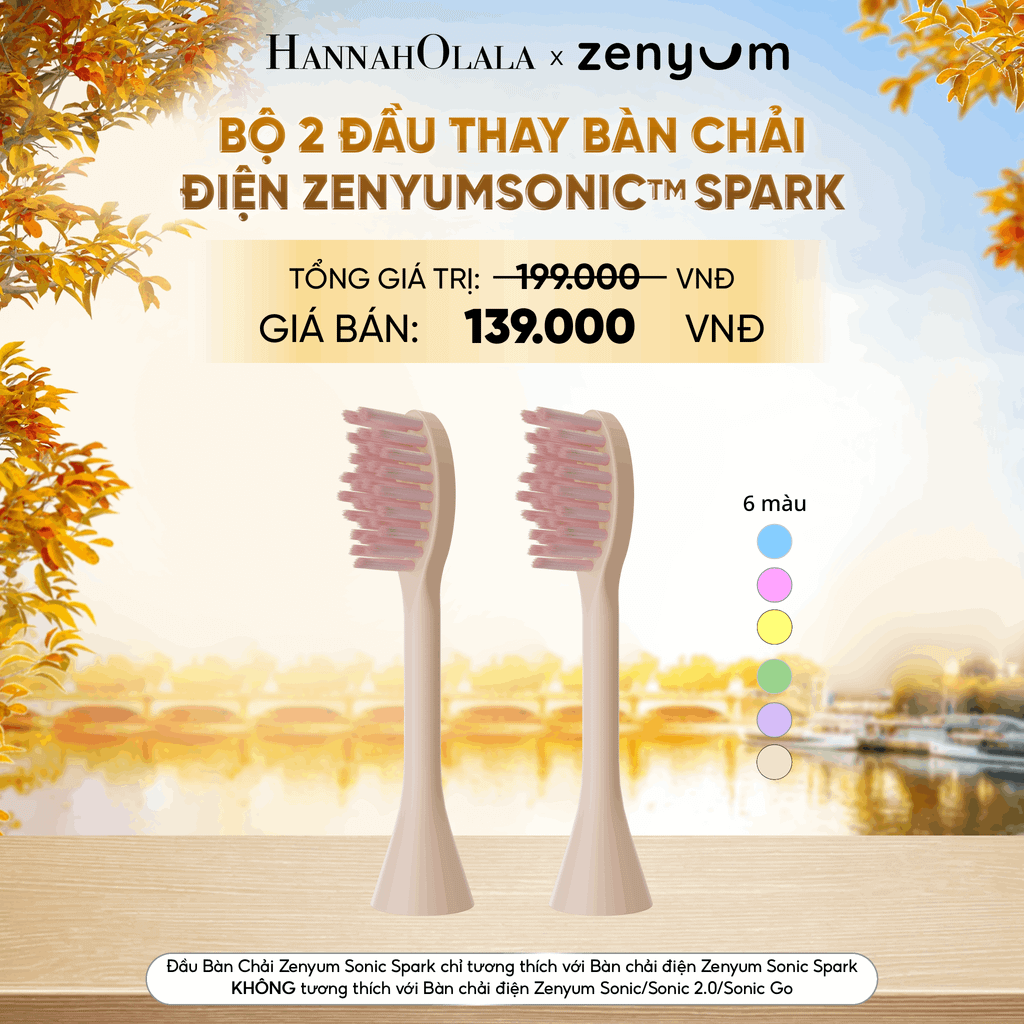 BỘ 2 ĐẦU THAY BÀN CHẢI ĐIỆN ZENYUM SONIC SPARK - E1547 