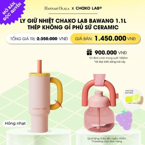  LY GIỮ NHIỆT CHAKO LAB BAWANG 1.1L THÉP KHÔNG GỈ PHỦ SỨ CERAMIC CAO CẤP _ DEAL 4 _ A59 
