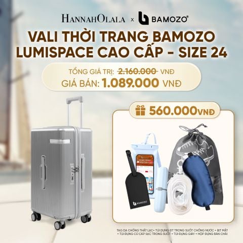  VALI BAMOZO LUMISPACE CAO CẤP (TẶNG TAG VALI DA + TÚI ĐỰNG ĐT CHỐNG NƯỚC + TÚI ĐỰNG CÁP SẠC + TÚI ĐỰNG GIÀY + HỘP ĐỰNG BÀN CHẢI) - A1574 