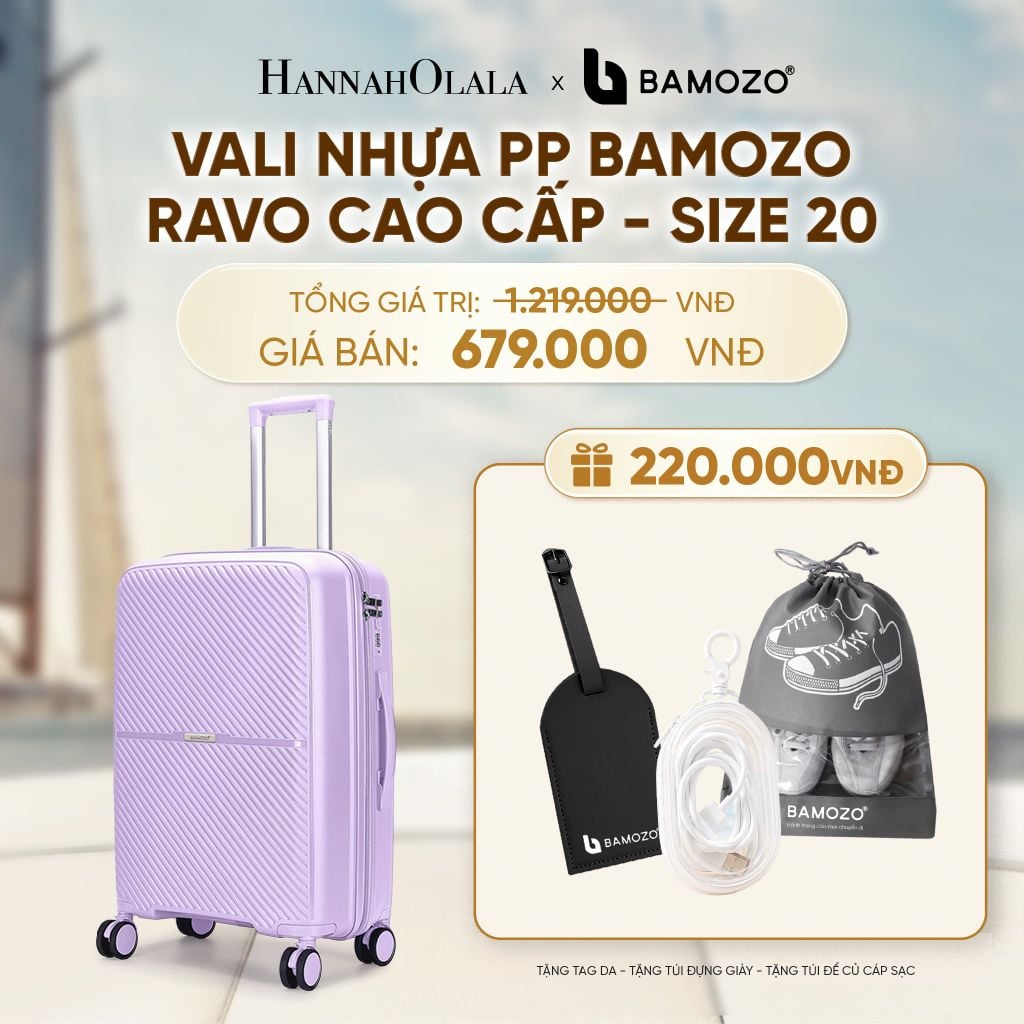 VALI BAMOZO RAVO NHỰA PP CAO CẤP CHỐNG VỠ (TẶNG THẺ TAG DA CHỐNG THẤT LẠC + TÚI ĐỰNG GIÀY XÁM + TÚI ĐỰNG CÁP SẠC) - A2083 
