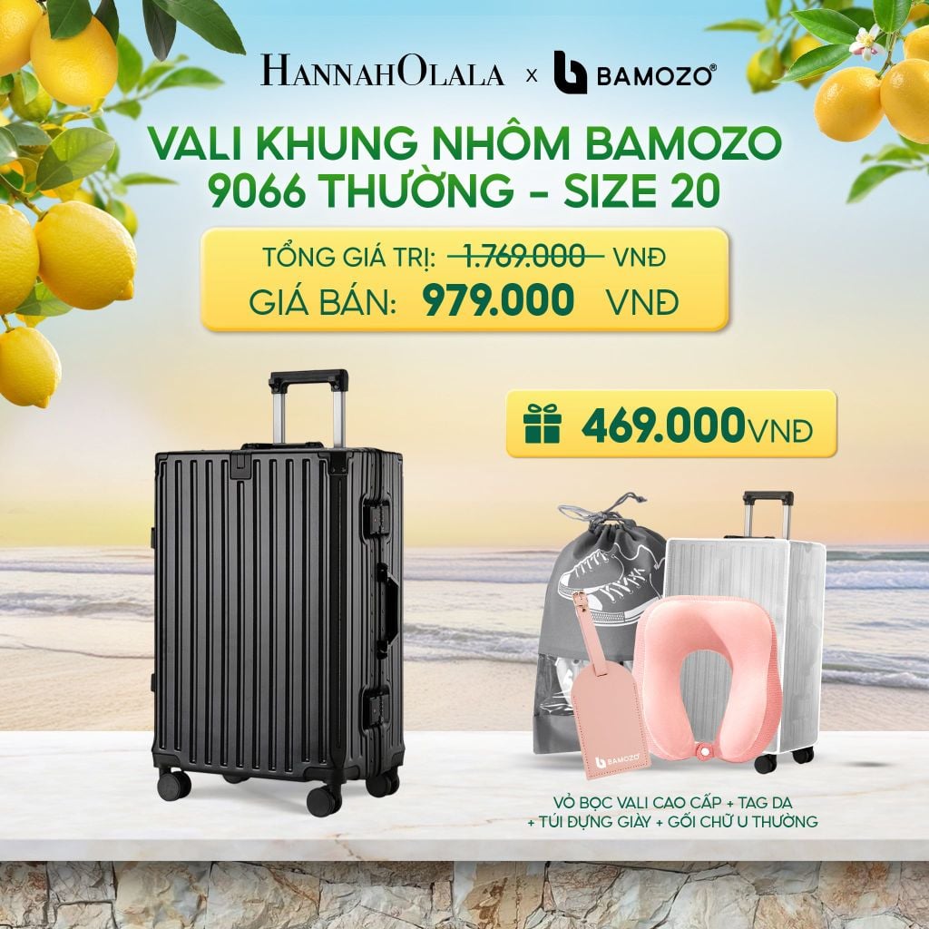  VALI BAMOZO KHUNG NHÔM 9066 BẢN THƯỜNG (TẶNG BỌC VALI TRONG SUỐT + TAG HÀNH LÝ DA) - DEAL 3 - A1212 