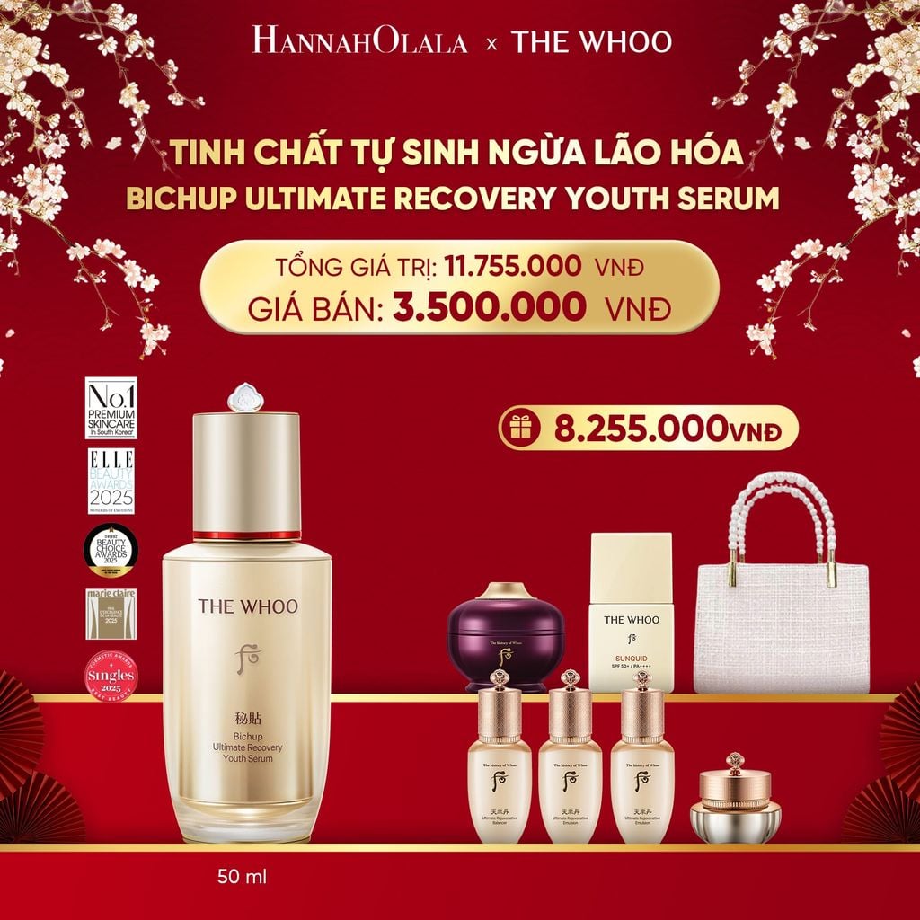  A239_DEAL 01: [FLASH DEAL] TINH CHẤT TỰ SINH NGỪA LÃO HÓA THẾ HỆ THỨ 4 THE WHOO BICHUP ULTIMATE RECOVERY YOUTH SERUM 50ML 