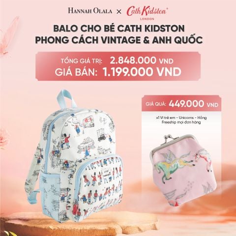  DEAL 1: BALO CHO BÉ ĐI HỌC CATH KIDSTON - BALO COTTON PHỦ LỚP PVC CHỐNG THẤM NƯỚC PHONG CÁCH ANH QUỐC 
