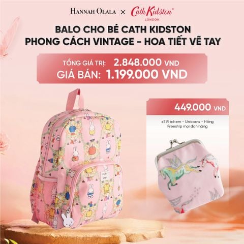  DEAL 1: BALO CHO BÉ ĐI HỌC CATH KIDSTON - BALO COTTON PHỦ LỚP PVC CHỐNG THẤM NƯỚC PHONG CÁCH ANH QUỐC 