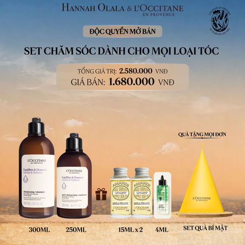  SET CHĂM SÓC DÀNH CHO MỌI LOẠI TÓC L'OCCITANE GENTLE & BALANCE 