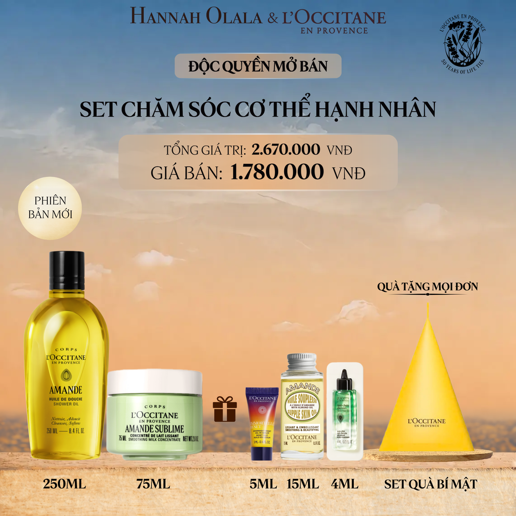  MỚI - BỘ CHĂM SÓC CƠ THỂ HẠNH NHÂN L'OCCITANE 
