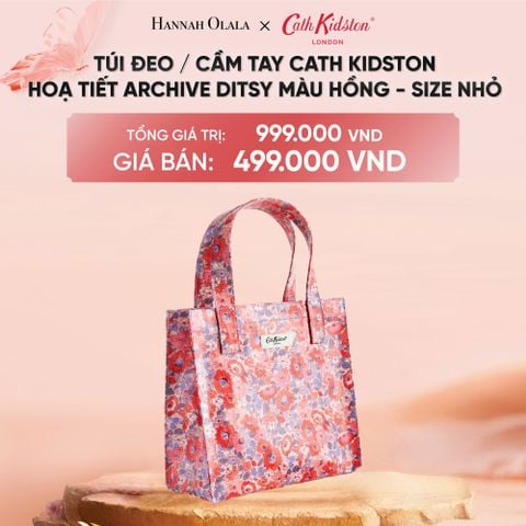  DEAL 10: TÚI ĐEO / CẦM TAY COTTON PHỦ LỚP PVC CHỐNG THẤM NƯỚC CATH KIDSTON  PHONG CÁCH VINTAGE & ANH QUỐC - SIZE NHỎ 