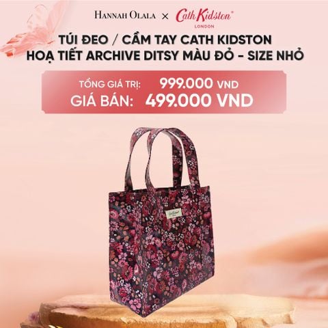  DEAL 10: TÚI ĐEO / CẦM TAY COTTON PHỦ LỚP PVC CHỐNG THẤM NƯỚC CATH KIDSTON  PHONG CÁCH VINTAGE & ANH QUỐC - SIZE NHỎ 