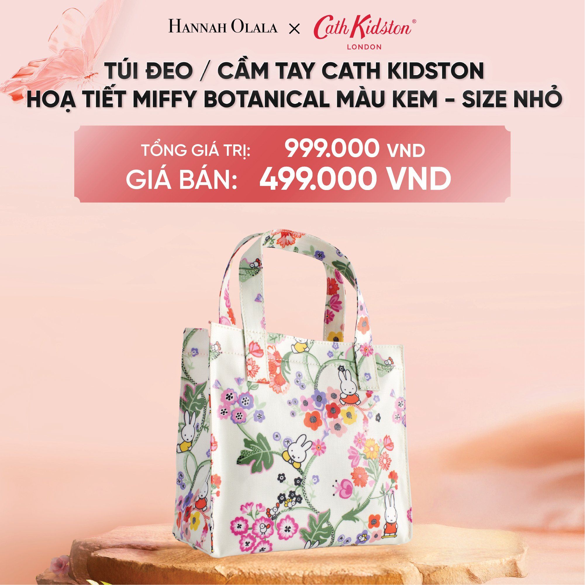  DEAL 10: TÚI ĐEO / CẦM TAY COTTON PHỦ LỚP PVC CHỐNG THẤM NƯỚC CATH KIDSTON  PHONG CÁCH VINTAGE & ANH QUỐC - SIZE NHỎ 