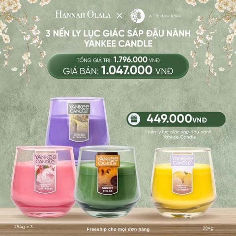  DEAL 10: MUA 3 NẾN LY LỤC GIÁC SÁP ĐẬU NÀNH YANKEE CANDLE 284G 