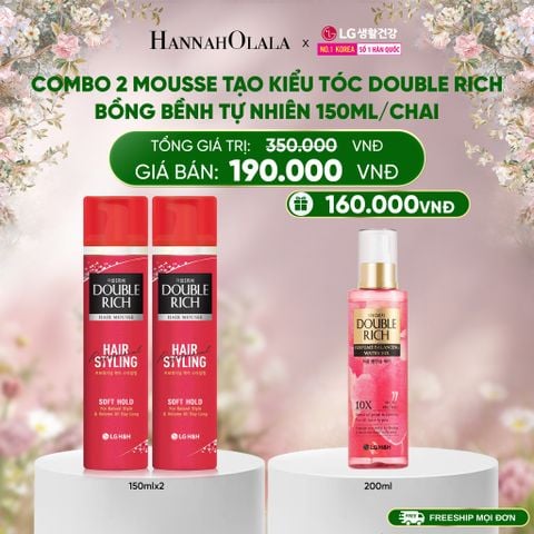  DEAL 5: COMBO 2 MOUSSE TẠO KIỂU TÓC DOUBLE RICH SOFT HOLD BỒNG BỀNH TỰ NHIÊN 150ML 