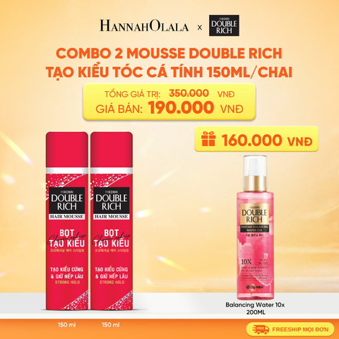  COMBO 2 MOUSSE DOUBLE RICH TẠO KIỂU TÓC CÁ TÍNH 150ML/CHAI 
