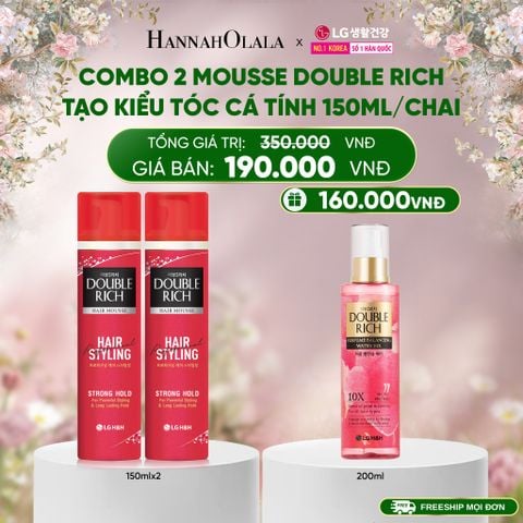  DEAL 6: COMBO 2 MOUSSE DOUBLE RICH TẠO KIỂU TÓC CÁ TÍNH 150ML/CHAI 