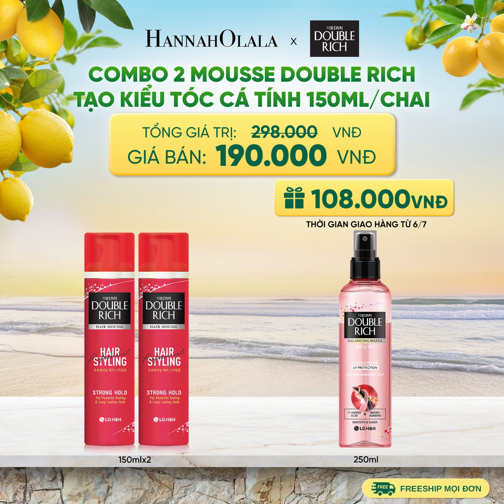  COMBO 2 MOUSSE DOUBLE RICH TẠO KIỂU TÓC CÁ TÍNH 150ML/CHAI - A700 