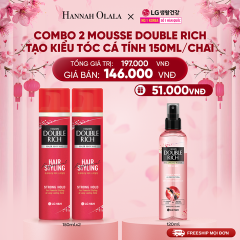  A1461_DEAL 23: COMBO 2 MOUSSE TẠO KIỂU TÓC DOUBLE RICH SOFT HOLD BỒNG BỀNH TỰ NHIÊN 150ML 