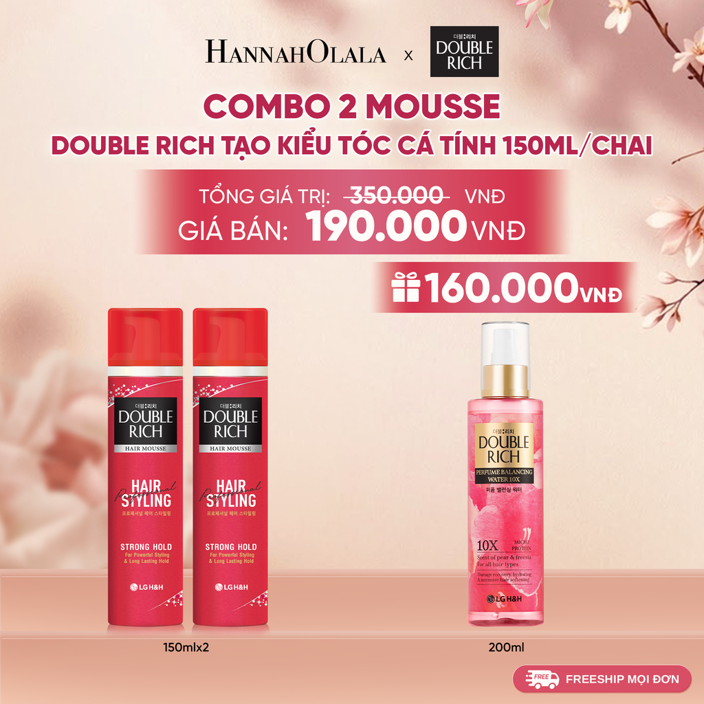  COMBO 2 MOUSSE DOUBLE RICH TẠO KIỂU TÓC CÁ TÍNH 150ML/CHAI 