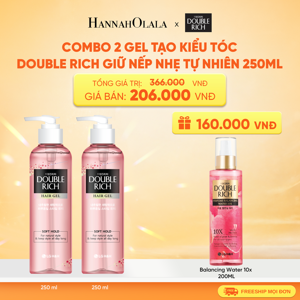  COMBO 2 GEL TẠO KIỂU TÓC DOUBLE RICH GIỮ NẾP NHẸ TỰ NHIÊN 250ML 