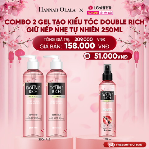  A1463_DEAL 24: COMBO 2 GEL TẠO KIỂU TÓC DOUBLE RICH GIỮ NẾP NHẸ TỰ NHIÊN 250ML 