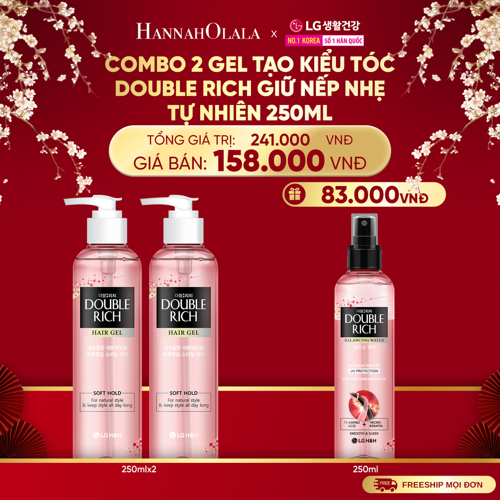  A1357_DEAL 24_A: COMBO 2 GEL TẠO KIỂU TÓC DOUBLE RICH GIỮ NẾP NHẸ TỰ NHIÊN 250ML 