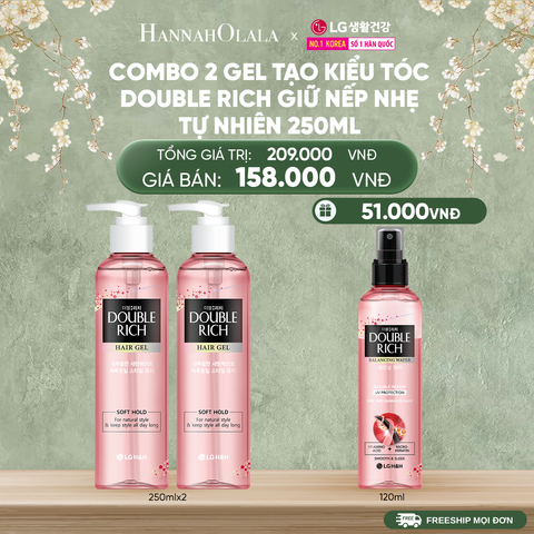  DEAL 24_A: COMBO 2 GEL TẠO KIỂU TÓC DOUBLE RICH GIỮ NẾP NHẸ TỰ NHIÊN 250ML 