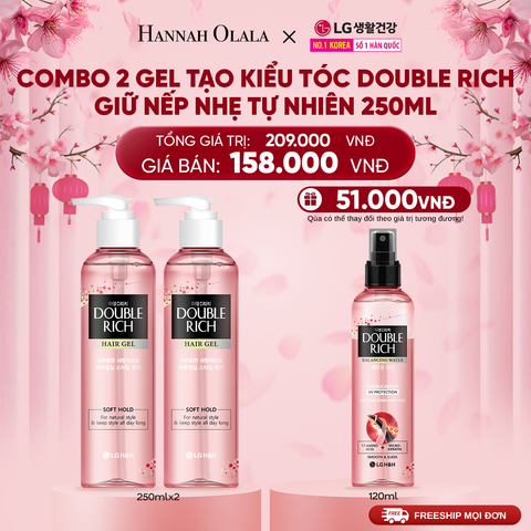  DEAL 24: COMBO 2 GEL TẠO KIỂU TÓC DOUBLE RICH GIỮ NẾP NHẸ TỰ NHIÊN 250ML 