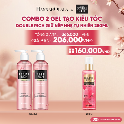  COMBO 2 GEL TẠO KIỂU TÓC DOUBLE RICH GIỮ NẾP NHẸ TỰ NHIÊN 250ML 