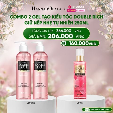  DEAL 7: COMBO 2 GEL TẠO KIỂU TÓC DOUBLE RICH GIỮ NẾP NHẸ TỰ NHIÊN 250ML 