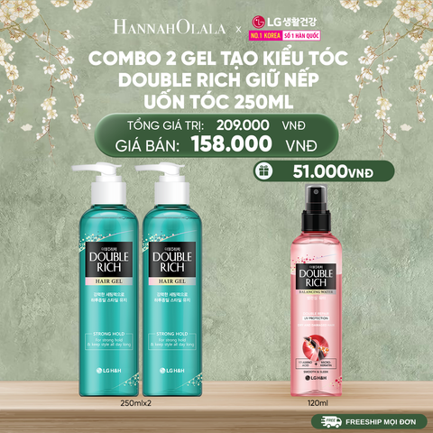  DEAL 24_B: COMBO 2 GEL TẠO KIỂU TÓC DOUBLE RICH GIỮ NẾP UỐN TÓC 250ML 