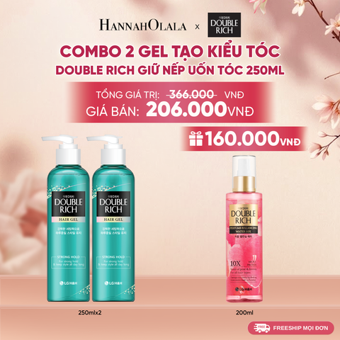  COMBO 2 GEL TẠO KIỂU TÓC DOUBLE RICH GIỮ NẾP UỐN TÓC 250ML 