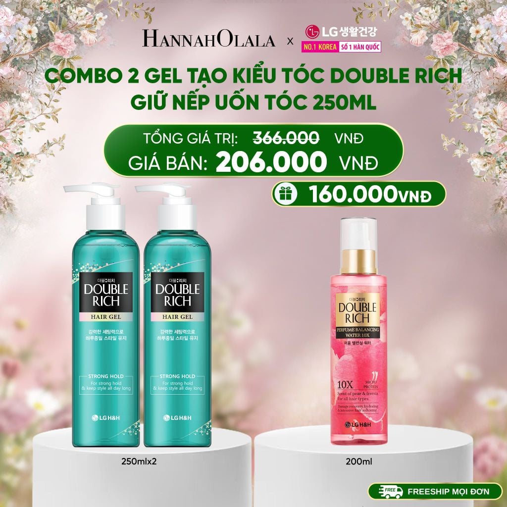  DEAL 8: COMBO 2 GEL TẠO KIỂU TÓC DOUBLE RICH GIỮ NẾP UỐN TÓC 250ML 