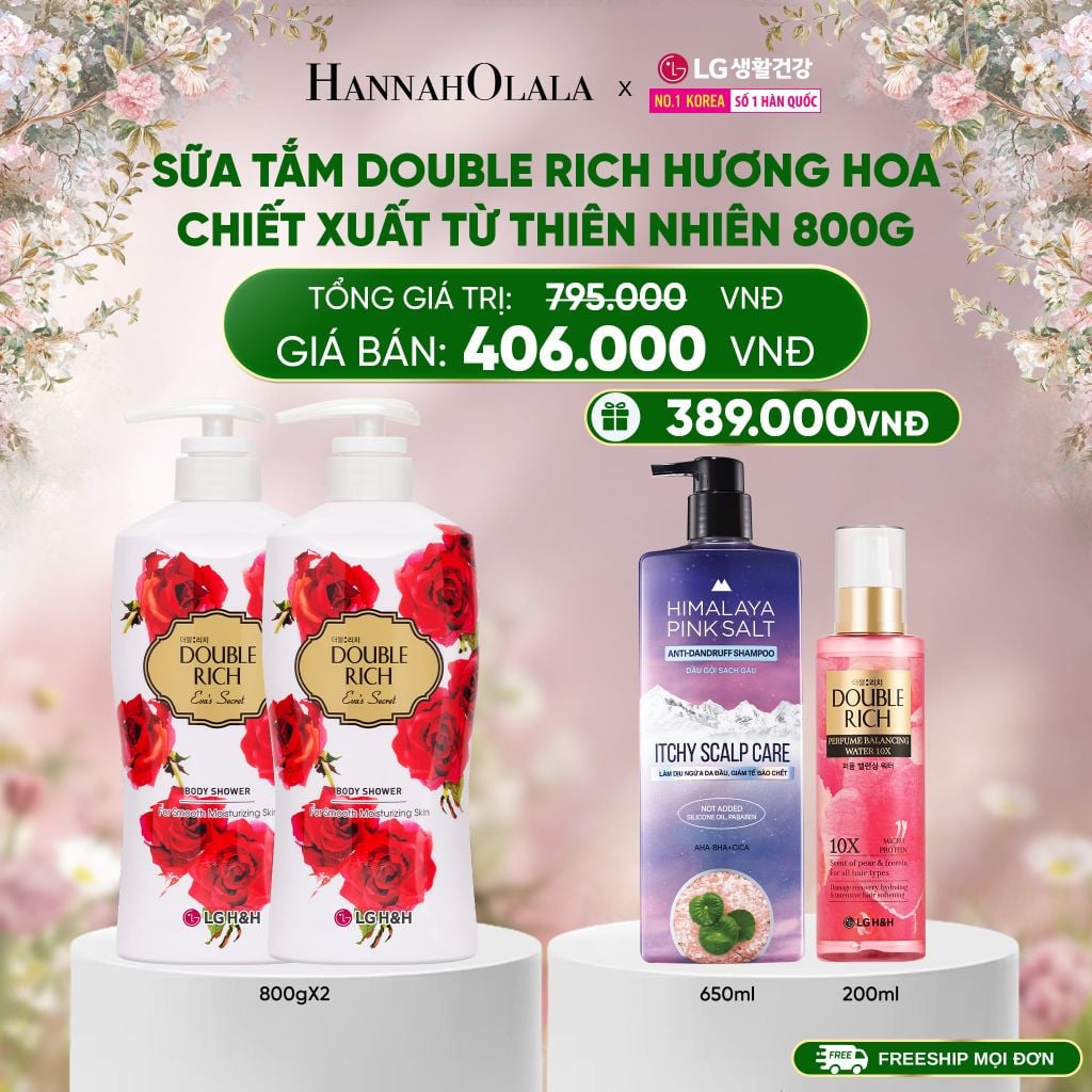  DEAL 4: COMBO 2 SỮA TẮM DOUBLE RICH HƯƠNG HOA CHIẾT XUẤT TỪ THIÊN NHIÊN 800ML 