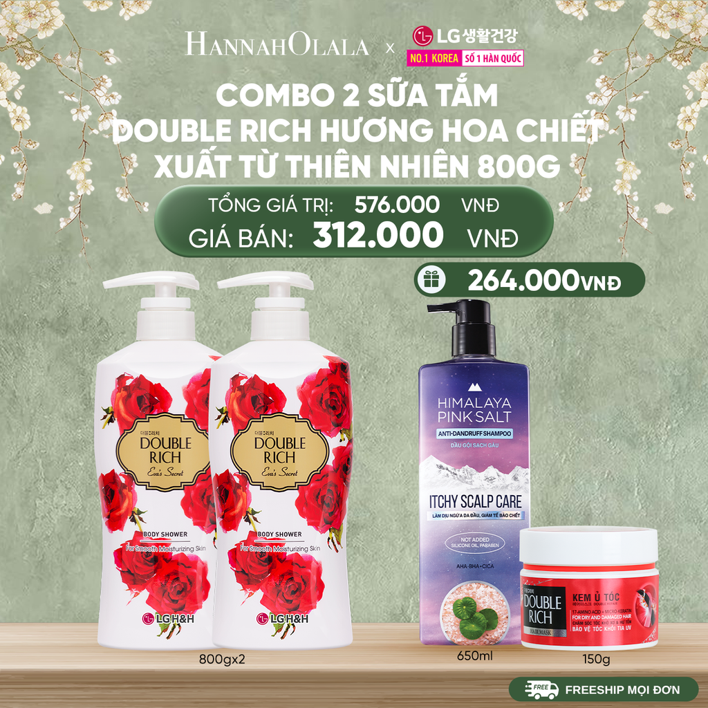  DEAL22: COMBO 2 SỮA TẮM DOUBLE RICH HƯƠNG HOA CHIẾT XUẤT TỪ THIÊN NHIÊN 800ML 