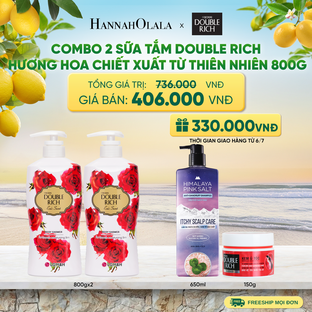  COMBO 2 SỮA TẮM DOUBLE RICH HƯƠNG HOA CHIẾT XUẤT TỪ THIÊN NHIÊN 800ML - A695 