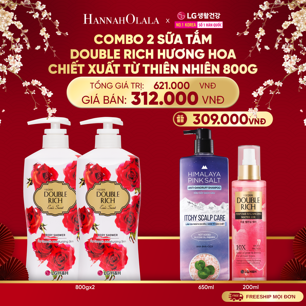  A1351_DEAL22: COMBO 2 SỮA TẮM DOUBLE RICH HƯƠNG HOA CHIẾT XUẤT TỪ THIÊN NHIÊN 800ML 