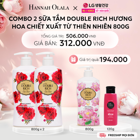  E1034: DEAL12: COMBO 2 SỮA TẮM DOUBLE RICH HƯƠNG HOA CHIẾT XUẤT TỪ THIÊN NHIÊN 800ML 