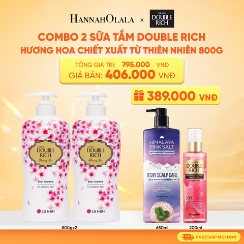  COMBO 2 SỮA TẮM DOUBLE RICH HƯƠNG HOA CHIẾT XUẤT TỪ THIÊN NHIÊN 800ML 