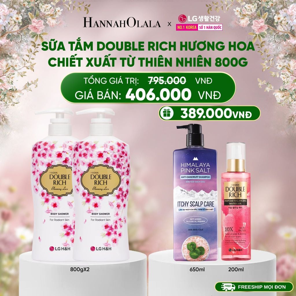  DEAL 4: COMBO 2 SỮA TẮM DOUBLE RICH HƯƠNG HOA CHIẾT XUẤT TỪ THIÊN NHIÊN 800ML 