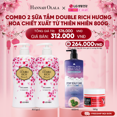  DEAL22: COMBO 2 SỮA TẮM DOUBLE RICH HƯƠNG HOA CHIẾT XUẤT TỪ THIÊN NHIÊN 800ML 