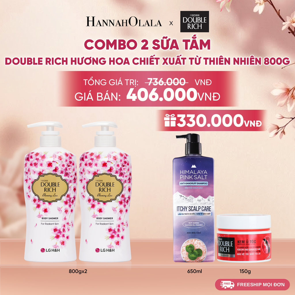  COMBO 2 SỮA TẮM DOUBLE RICH HƯƠNG HOA CHIẾT XUẤT TỪ THIÊN NHIÊN 800ML 
