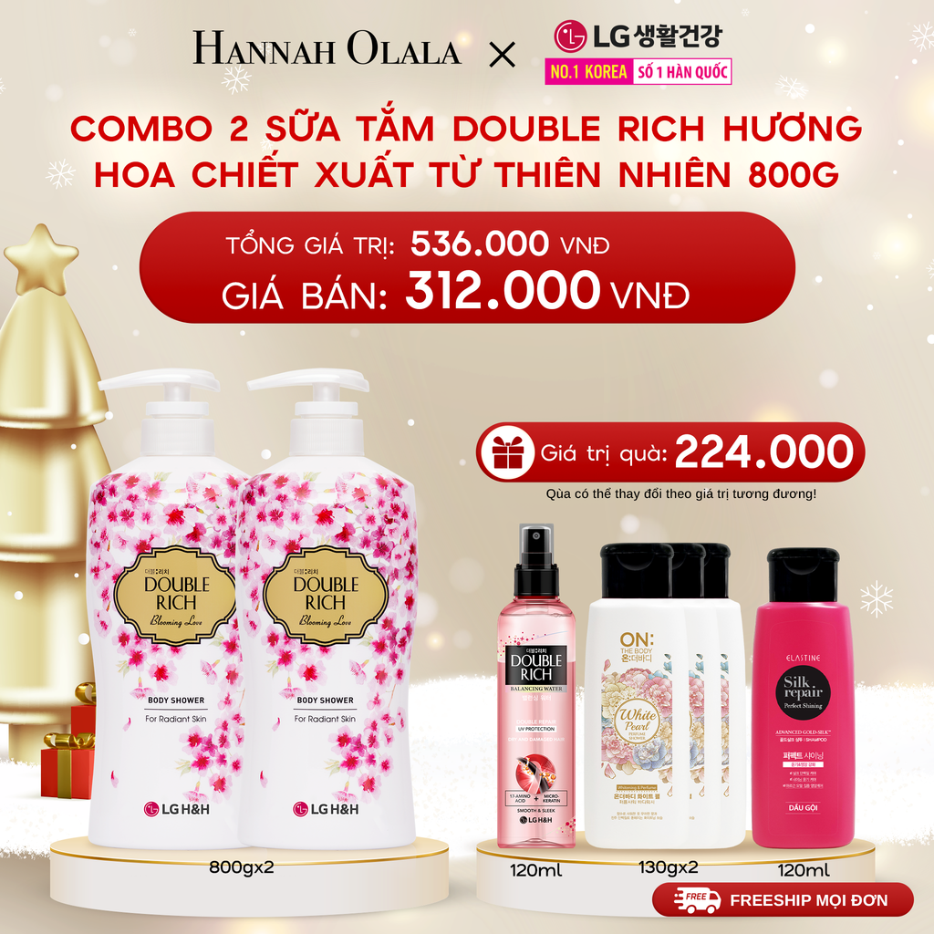  DEAL20: COMBO 2 SỮA TẮM DOUBLE RICH HƯƠNG HOA CHIẾT XUẤT TỪ THIÊN NHIÊN 800ML 