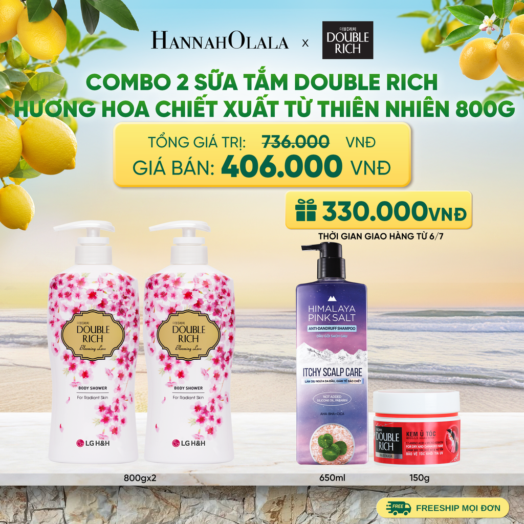 COMBO 2 SỮA TẮM DOUBLE RICH HƯƠNG HOA CHIẾT XUẤT TỪ THIÊN NHIÊN 800ML - A695 