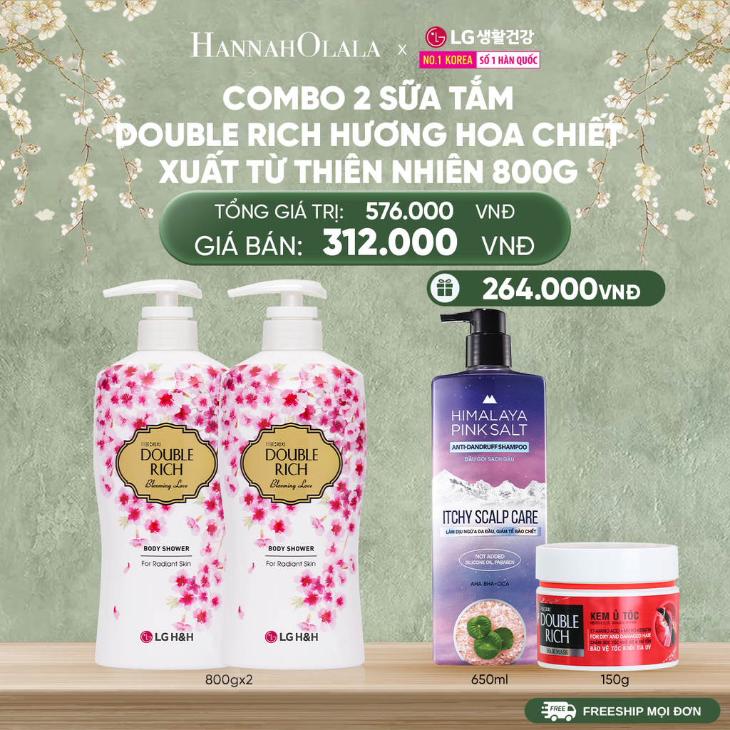  DEAL22: COMBO 2 SỮA TẮM DOUBLE RICH HƯƠNG HOA CHIẾT XUẤT TỪ THIÊN NHIÊN 800ML 