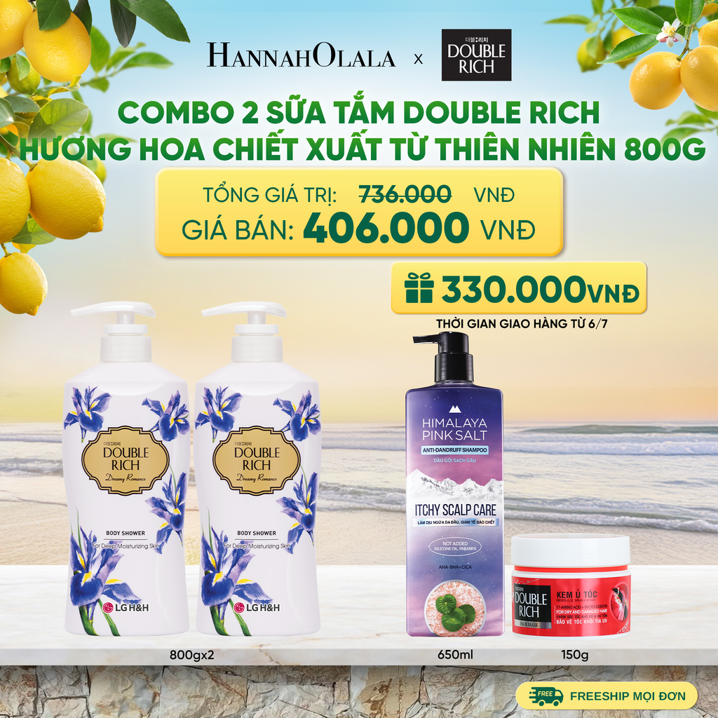 COMBO 2 SỮA TẮM DOUBLE RICH HƯƠNG HOA CHIẾT XUẤT TỪ THIÊN NHIÊN 800ML - A695 